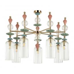 Odeon light exclusive 4855/7C CLASSIC ODL_EX21 102 золото/разноцветн./керамика/стекло Люстра потолочная E14 7*40W BIZET 